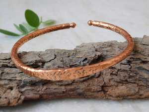 Belladec Hand Hammered Classic <b>Copper</b> Cuff <b>Bangle</b> Adjustable Artisan Jewelry Women's Boho Rustic Elegance - Product Image 2
