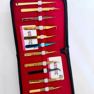 Estuche con Cierre para Pinzas de Extensión de Pestañas con Punta Suave Recubierta de Plasma, Diseño Liso/Diamante - Product Image 2