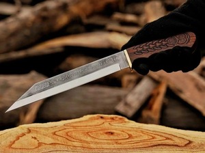 Couteau de chef viking professionnel, forgé à la main, personnalisé, ambidextre, écologique, en acier au carbone avec étui en cuir - Product Image 5