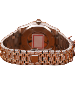 Montre pour homme avec cadran personnalisé, sertie de diamants moissanite taille ronde, date classique, or blanc, avec diamants. - Product Image 4