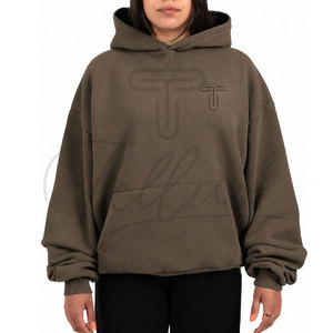 Sweat-shirts surdimensionnés personnalisés avec logo pour femmes, style streetwear de haute qualité, couleur unie, confortables et décontractés - Product Image 1