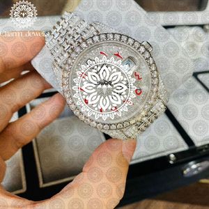 Charm_Jewells Reloj redondo de acero inoxidable para mujer con bisel de diamantes, cristal de zafiro, cuarzo analógico, moda de lujo, 38 mm - Product Image 4