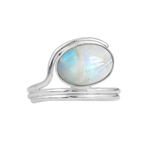 Gourik 925 Sterling Silver High Polish Rainbow Moonstone Gemstone Bezel Setting Vintage <b>Split</b> Shank Women's <b>Ring</b> Everyday Fine - Product Image 1