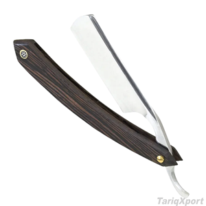 Professional Foldable Men's Straight <b>Razor</b> Wood Handle Black Stainless Steel Blade Disposable Single Blade Face Body Custom Logo - Product Image 3