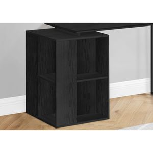 Scrivania per Computer da Ufficio Contemporanea Nera 55'' con Ripiani di Stoccaggio Sinistro e Destro, Set in Laminato Nero e Metallo - Product Image 2