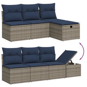 Juego de sofás de patio de ratán sintético gris de 7 piezas con cojines, muebles duraderos para exteriores - Product Image 3