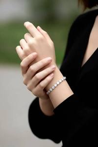 Moissanite Oval Cut Tennis Bracelet Silver Unisex Trendy Claw Setting for Wedding Anniversary Engagement Party <b>Gift</b> - Product Image 2