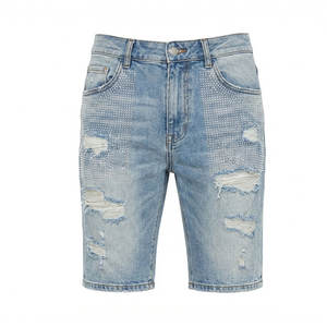 โรงงานผลิตกางเกงยีนส์ขาสั้นประดับคริสตัลแบบ OEM พร้อมบริการพัฒนาตัวอย่างและผลิตจำนวนมากในโรงงาน - Product Image 1