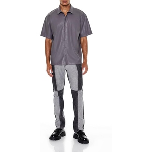 Chemise décontractée pour homme en cuir de mouton brillant de haute qualité, pour un usage quotidien - Product Image 2