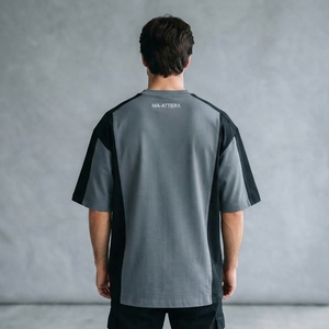 Camiseta Oversize de Bloques de Color para Hombre, Cuello Redondo, Manga Corta, Estilo Casual Urbano, Algodón, Panel en Contraste, Ajuste Relajado - Product Image 2