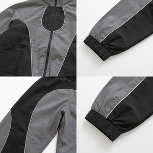 Ensemble de survêtement décontracté personnalisé pour hommes, coupe-vent léger, imperméable, réfléchissant, avec fermeture éclair, en nylon, veste et pantalon de survêtement - Product Image 4