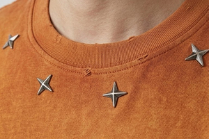 T-shirts pour hommes à épaules tombantes, coupe oversize, délavés à l'acide et effet usé, 100% coton, coupe ample - Product Image 5