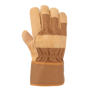 Leather Work <b>Gloves</b> With Texture Fingertips Elastic Wristband Anti-Slip General Purpose Canadian Rigger Safety <b>Gloves</b> - Product Image 4