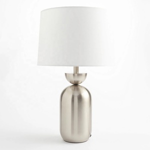 Zenith Capsule Metal Table <b>Lamp</b> with White Linen Drum Shade Brushed Nickel Finish Soft Ambient Lighting for Home Decor - Product Image 6