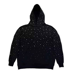 เสื้อฮู้ดดี้ผู้ชายแบบแห้งเร็ว ระบายอากาศได้ดี ประดับด้วยคริสตัล ผลิตโดยผู้ผลิตชั้นนำ ผ้าฝ้ายผสม คุณภาพพรีเมียม สไตล์สตรีทแวร์ - Product Image 4