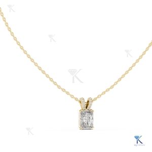 Collier pendentif solitaire en diamant de laboratoire taille radiant, or massif 14K 18K, bijoux fins classiques pour femme, cadeau de fête KRUP JEWELS - Product Image 1