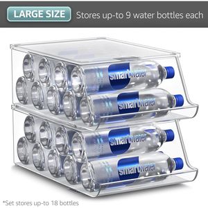 Organisateur de réfrigérateur empilable pour 9 bouteilles, porte-bouteilles avec couvercle pour le rangement au réfrigérateur - Product Image 6