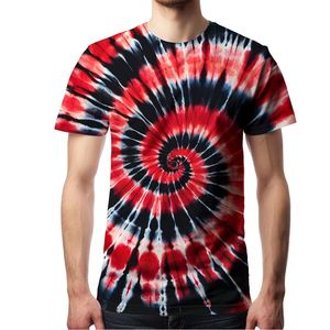 Men's <b>Tie</b> Dye Casual <b>Knitted</b> Short Sleeve T-Shirt with Front Logo 100% Polyester - Product Image 1