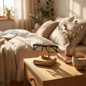 Custom <b>Wooden</b> Glass Holder For Tabletop Desk Decor <b>Wooden</b> Specks Holder By Universal Overseas India - Product Image 2