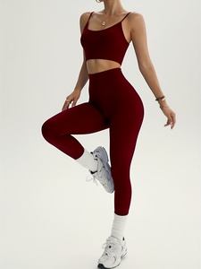 Women 3 Piece Yoga Workout Set High Waist Slim Fit Leggings Cami Bra <b>Long</b> Sleeve Cover Up - Product Image 2