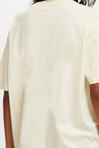 Camiseta Oversize de Algodón Crema para Mujer 2026 con Estampado de Logo Naranja, Cuello Redondo, Manga Corta, Ajuste Holgado, Estilo Primavera Verano - Product Image 4