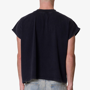 Nueva Camiseta sin Mangas de Algodón Elástico de Alto Gramaje, Corte Holgado, Estilo Cropped, Chaleco Casual para Hombre, Ropa de Gimnasio Tejida - Product Image 1