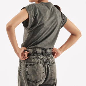 T-shirts courts personnalisés de haute qualité pour femmes, broderie sur toile respirante, 100 % coton, coupe classique, vente en gros - Product Image 3