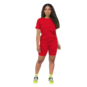 2026 Custom Trendy High Quality Breathable Summer Women Skinny Shorts <b>Set</b> Knee Casual Style Solid Pattern <b>Twin</b> <b>Sets</b> - Product Image 3