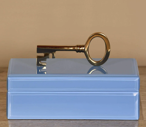Luxury Blue Color Mirror <b>Glass</b> Decorative Storage Box Key <b>Knob</b> Premium Jewelry Vanity Organizer Boxes Home Decor Lacquer - Product Image 1