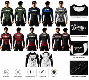 SINEWY SPORTS <b>Men</b> Full Sleeve <b>Compression</b> Rash Guard Sublimation Print Breathable Moisture Wicking Lightweight BJJ Swimming Top - Product Image 1