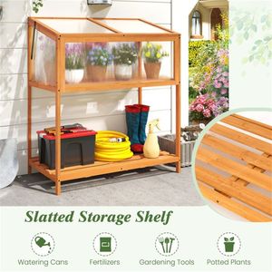 Serra 2-in-1 in legno di abete con ripiano a doghe e tetto regolabile per una stagione di coltivazione prolungata - Product Image 6