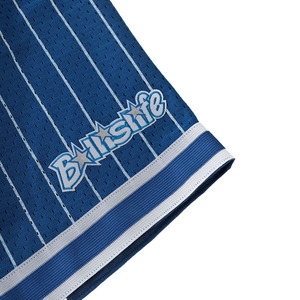 Custom Men's Basketball Shorts Blue Pinstripe Mesh <b>Athletic</b> Shorts with Contrast Trim Quick Dry Sportswear - Product Image 2