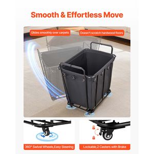 Carrello Multiuso Robusto con Grande Capacità di Carico 260 LBS, Ruote Girevoli, Rivestimento Impermeabile, Carrello per Lavanderia di Grande Capacità - Product Image 6