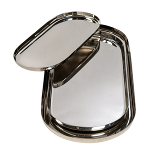 Plateau de service en métal martelé, élégant plateau rectangulaire argenté avec poignées, décoration moderne pour la maison, plateau décoratif pour la cuisine et la salle à manger - Product Image 3