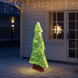 Albero di Natale Pre-Illuminato da 120 cm per Decorazioni da Giardino, 110 Luci LED Bianco Caldo, Decorazioni Natalizie per Esterni e Interni in PE - Product Image 2