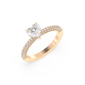 Anillo Solitario REYES Personalizado de Oro Sólido de 14K con Diamante Cultivado en Laboratorio de 1.43 Quilates en Forma de Corazón para Uso Ocasional, Joyería Fina - Product Image 1