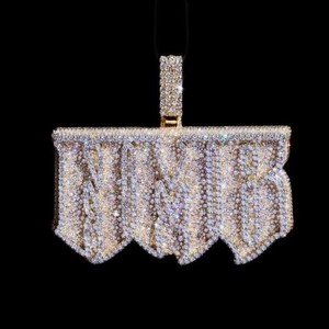 Colgante Personalizado con Nombre en Letras Burbuja, Plata Sólida 925, Diamante Cultivado en Laboratorio, Completamente Chapado en Oro 10K 14K, Joyería Hip Hop Iced Out - Product Image 1