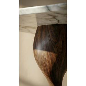 Mesa de Comedor de Mármol de Lujo Personalizada, Cubierta de Mármol Calacatta Violeta, Patas de Madera Maciza de Nogal, Mesa de Comedor Rectangular Moderna PISANO - Product Image 5