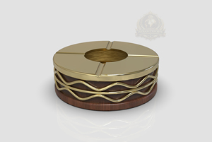 Cendrier de luxe sans fumée en aluminium avec base en bois, édition premium pour cigares, design rond de style américain pour utilisation dans les salons d'hôtel - Product Image 2