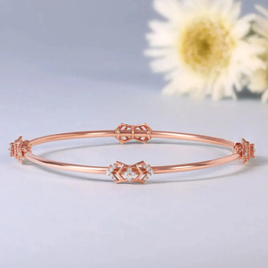 Interwoven Oval Link Diamond Accent <b>Bangle</b> <b>Bracelet</b> - Product Image 4