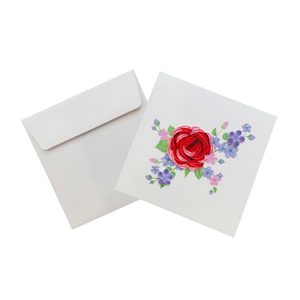 Tarjeta de quilling con diseño de rosa roja, tarjeta de felicitación hecha a mano con sobre, tarjeta floral de quilling especial para todas las ocasiones, manualidades en papel - Product Image 4