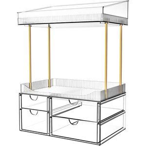 Organizzatore per Trucchi a 4 Livelli con 4 Cassetti, Contenitore per Cosmetici da Bagno per Organizzazione su Piano di Lavoro - Product Image 1