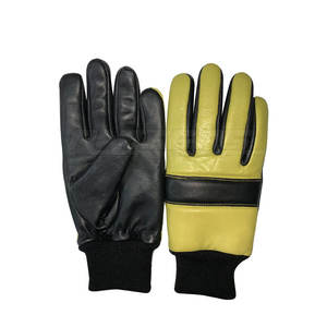 Leather Gloves For Men Women <b>Black</b> Yellow Casual Winter Outdoor OEM Custom Logo Gloves Supplier Warm Fleece Lined Leather Gloves - Product Image 1