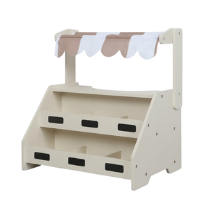 Puesto de Mercado de Juguete de Madera Natural para Niños, Juego de Imitación Ecológico y Sostenible, Juguete de Tienda de Comestibles, Color Beige, Venta al por Mayor en Vietnam - Product Image 1