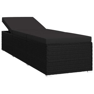 Ensemble de 3 chaises longues de jardin en polyrotin noir inclinables - Product Image 5