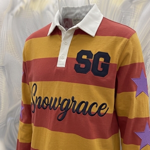 Maillot de rugby Snowgrace à manches longues, motif rayé, col rabattu, coupe classique, vêtements unisexes pour adultes - Product Image 6