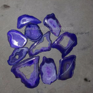 Tranches d'agate bleue et violette 100 % naturelles, semi-précieuses, irisées, de haute qualité, polies, de forme fantaisie, pour la fabrication de bijoux. - Product Image 3