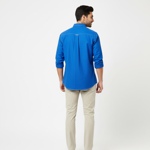 Chemise décontractée Oxford personnalisée avec logo, 100 % coton, coupe ample, boutons en corne, écologique, pour hommes – Vente en gros - Product Image 4
