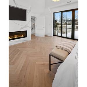 White Oak Herringbone Engineered Flooring 5/8 in Thick 3.5 in Wide Wire Brushed Tongue and Groove - Product Image 4