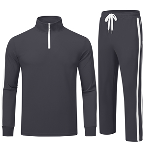 Chándal negro con cremallera completa y logotipo personalizado para hombre, ropa deportiva informal de color sólido, pantalones de cuello alto y manga larga - Product Image 3